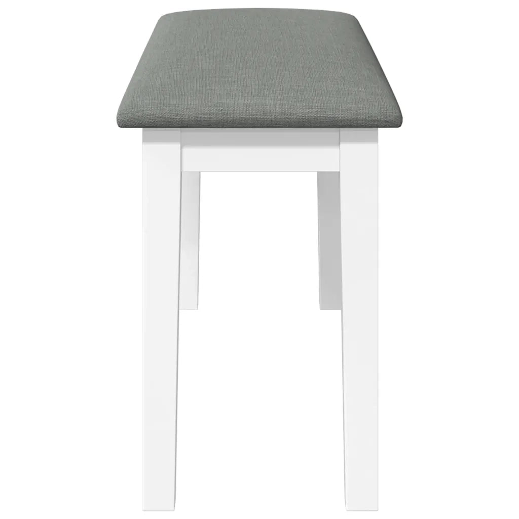 Panca-Sgabello 90 cm Bianco in Legno Massello di Hevea 708977