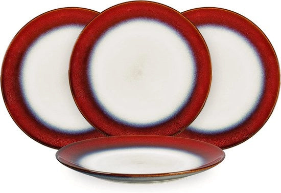 Set di tavola in ceramica, piatti da pranzo, 4 pezzi, servizio da tavola, servizio da stoviglie, piatti da colazione per 4 persone