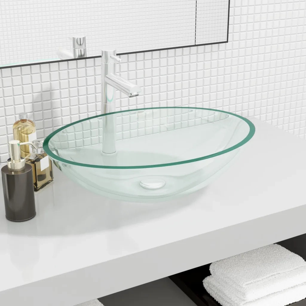 Lavandino in Vetro 50x37x14 cm Trasparente CFW2686841