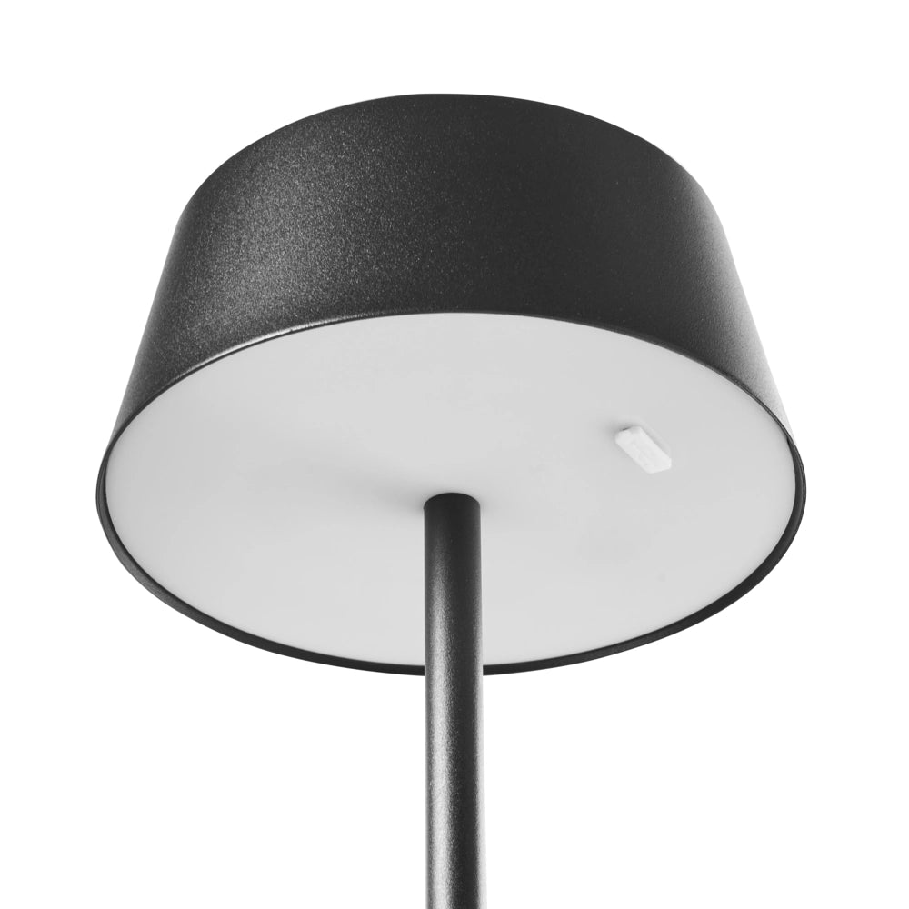 Lampada da tavolo wireless nero in metallo da interno ed esterno con porta USB C ricaricabile