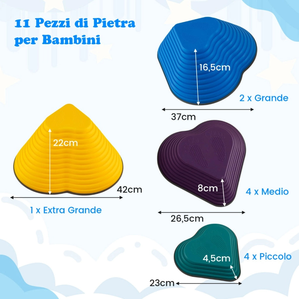 Set di pietre con bordo antiscivolo per bambini per coordinazione, Set da 11 blocchi di equilibrio a forma di cuore-Giochi su prato