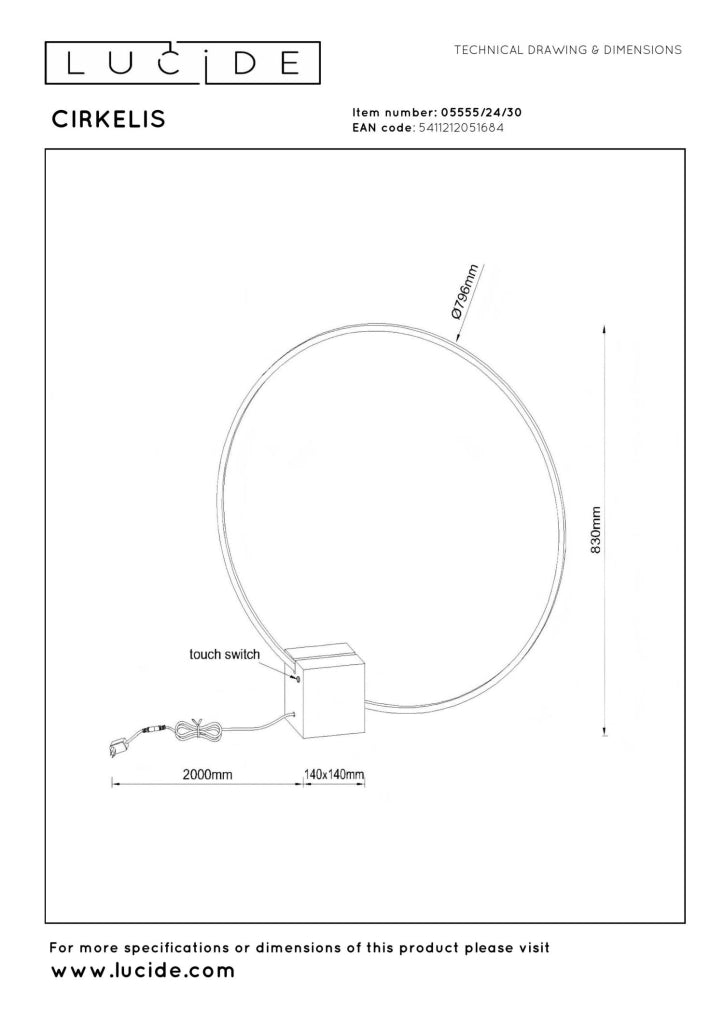 Lampada da tavolo LED ad anello CIRKELIS nera Lucide