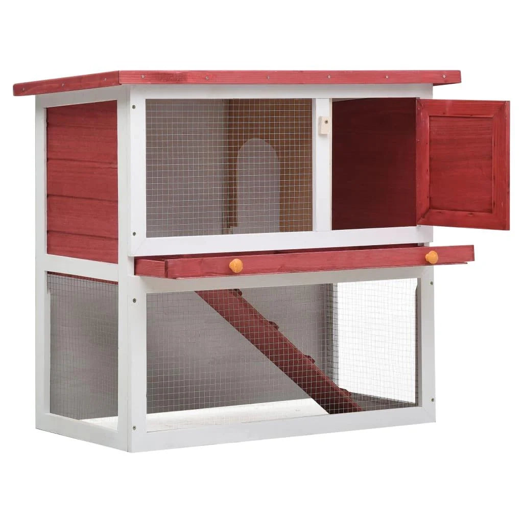 Conigliera da esterno con 1 porta 90 x 45 x 80 cm legno rosso 02_0000588
