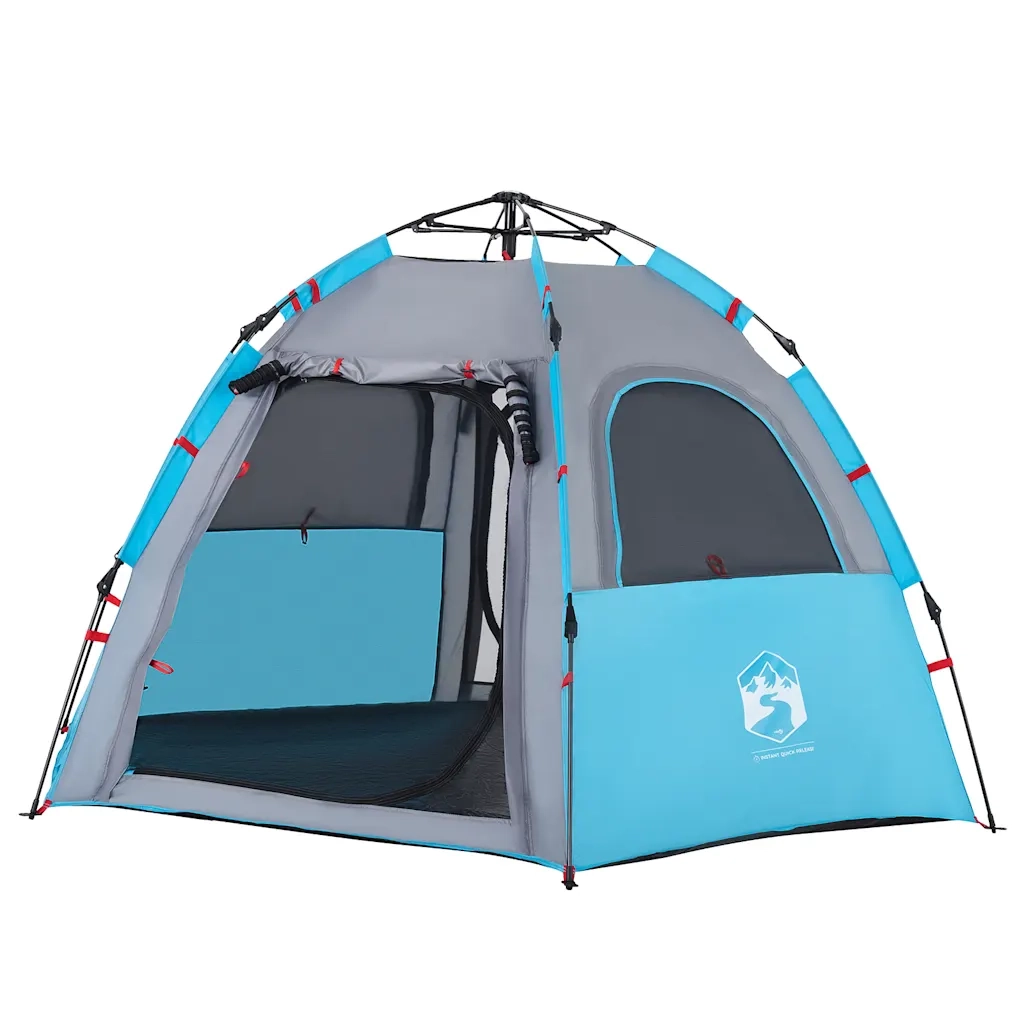 Tenda da Campeggio Cabina 4 Persone-Tenda per Escursionismo Blu a Rilascio Rapido 674376