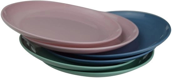 Piatti in plastica piccola, piano, 6 pezzi, Φ19,5cm, 3 colori, piatti per bambini, riciclabili - BPA libero! (piatti piccoli 19,5 cm)