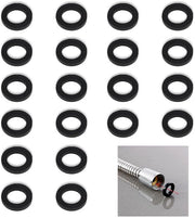 Set di guarnizioni per doccia, 20 pezzi, guarnizione di gomma per dotti di doccia, 19 mm, per anelli di tubo doccia, guarnizione di gomma rotonda per rubinetti di doccia (nero)