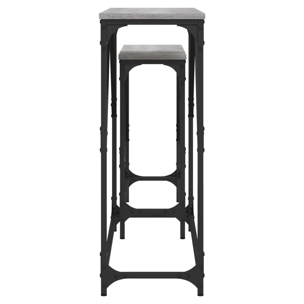 Tavoli Consolle Impilabili 2pz Grigio Sonoma Legno Multistrato 837805