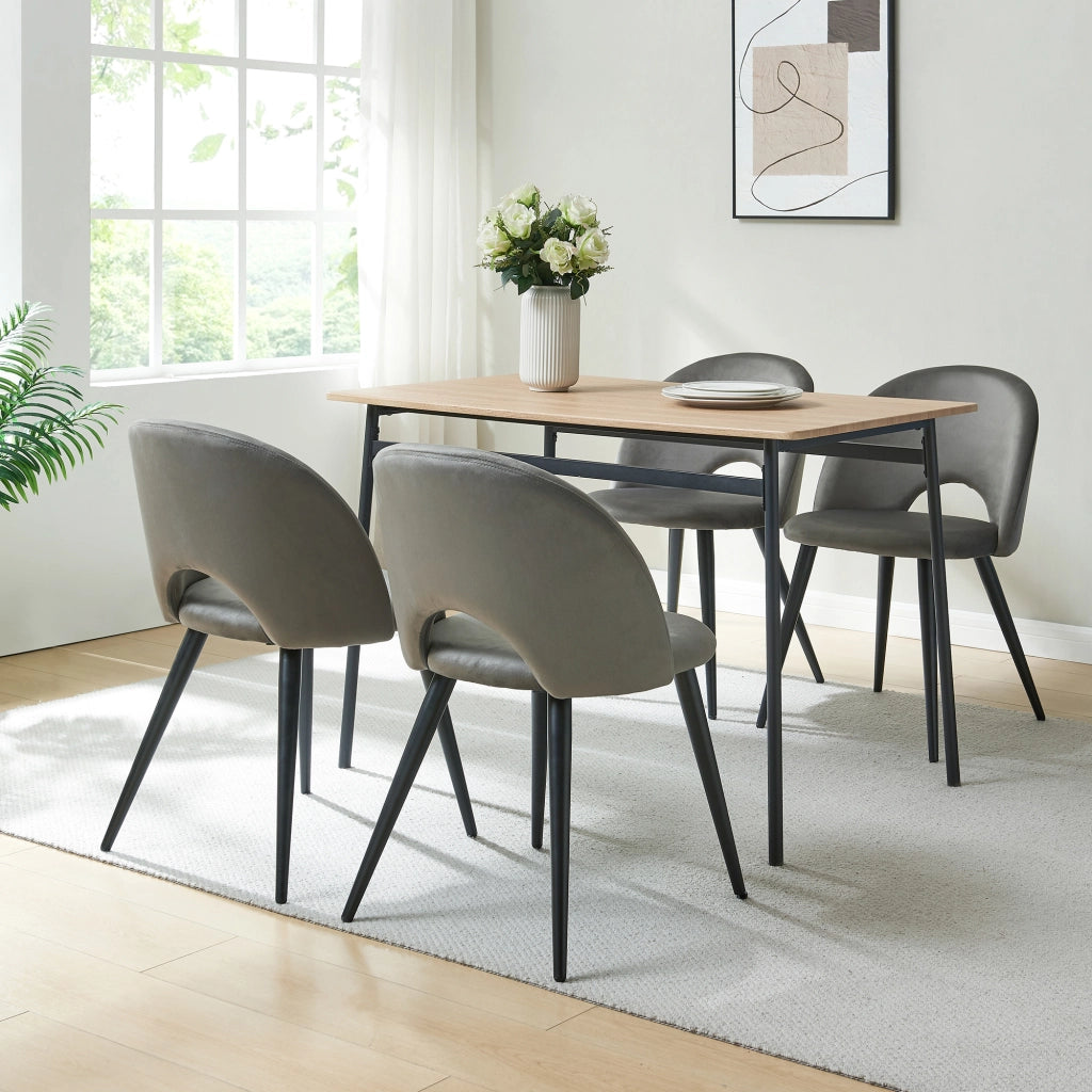 Set Karijoki di 2 Sedie Imbottite da Sala Pranzo Effetto Velluto - Grigio / Nero [en.casa]