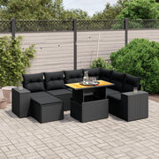 Set Divani da Giardino con Cuscini 8 pz Nero in Polyrattan