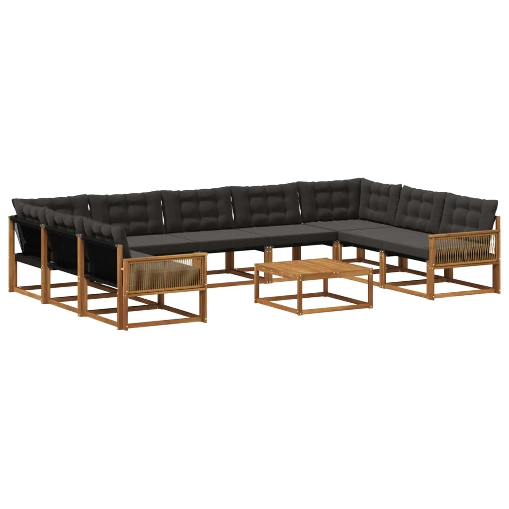 Set di divani da esterno con cuscino 10 pcs Naturale e Nero 3381700