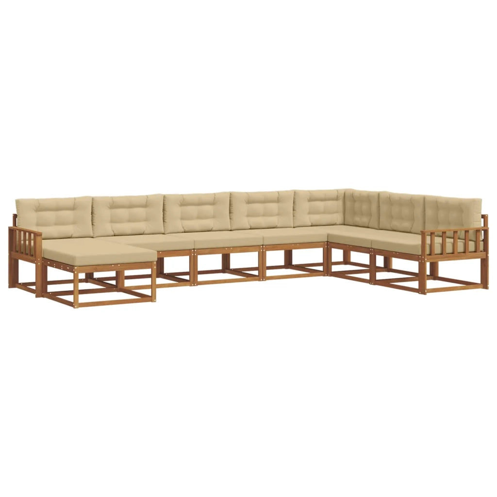 Set di divani da esterno con cuscino 8 pcs Naturale e Beige