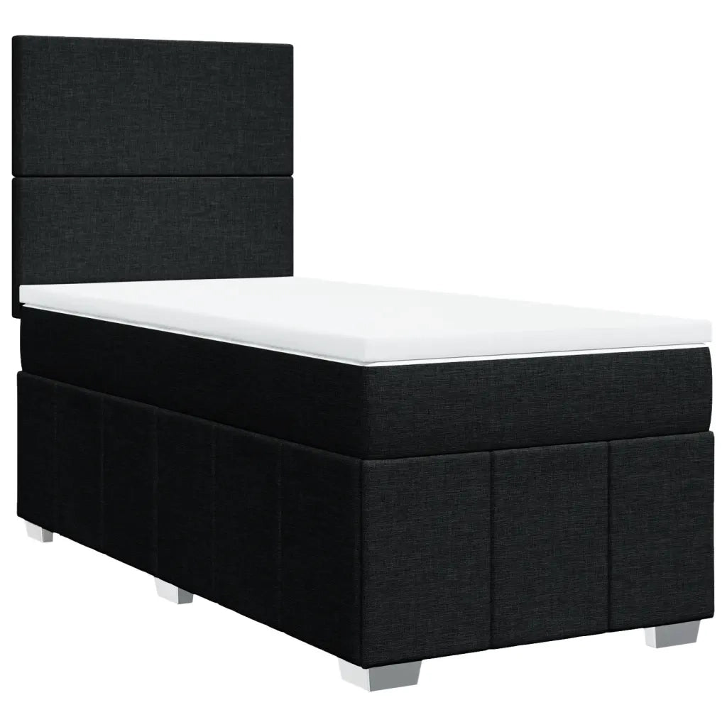 vidaXL Giroletto a Molle con Materasso Nero 90x200 cm in Tessuto