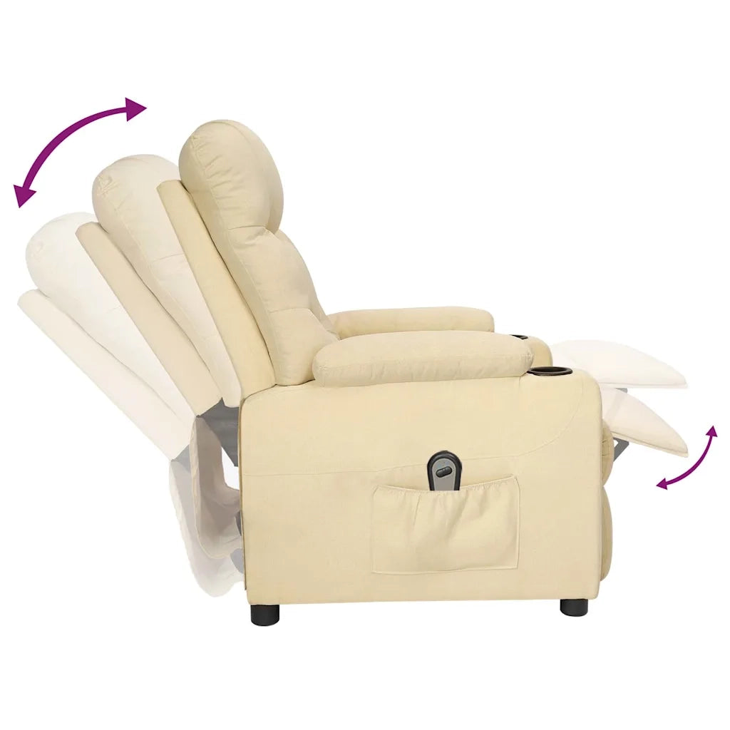 Poltrona Elettrica Reclinabile-Divano Sedia Crema in Tessuto 411533
