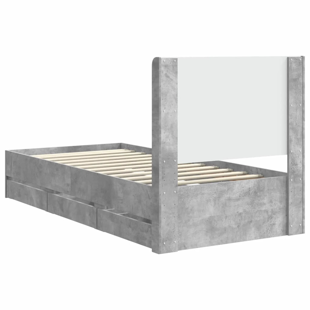 Struttura del letto con stoccaggio e testata Grigio Cemento 3413992