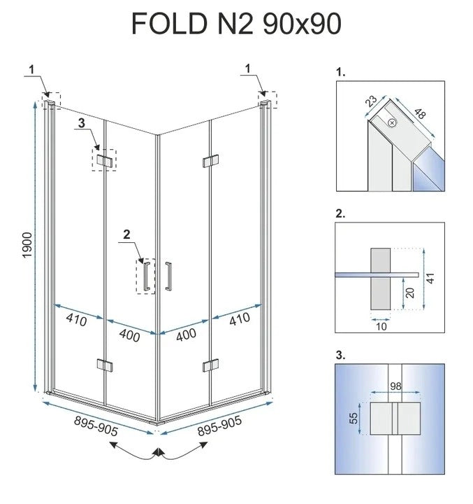 Cabina Doccia Pieghevole Rea Fold N2 90x90