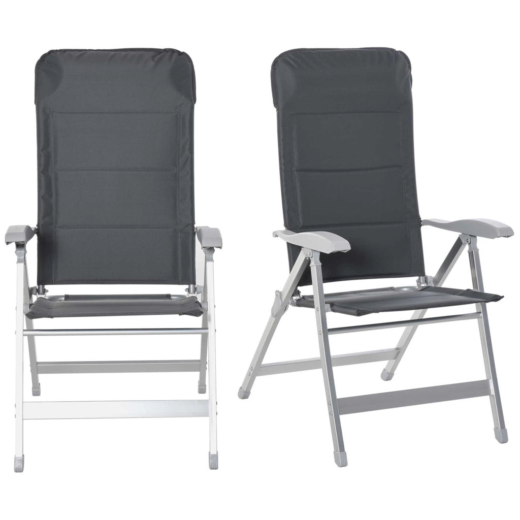 Sedia da giardino pieghevole con schienale alto reclinabile ¨C zephmum ¨C Grigio