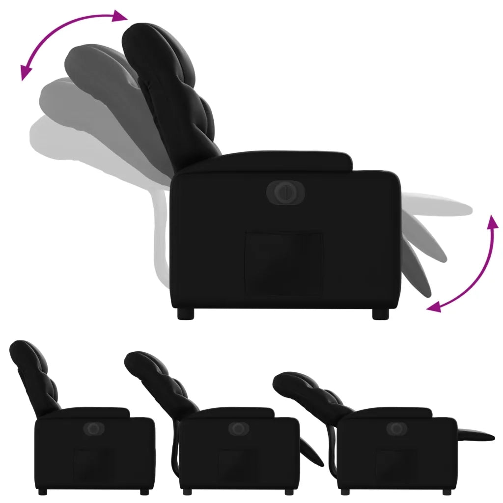 Divano Sedia-Poltrona Reclinabile Elettrica Nera in Similpelle 852530