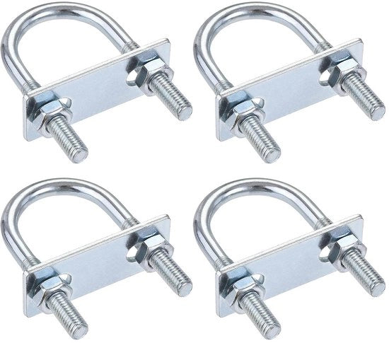 U-bouti in acciaio a forma circolare, diametro 35 mm, lunghezza 75 mm, U-bouti in acciaio M8 con dado, set da 4 pezzi