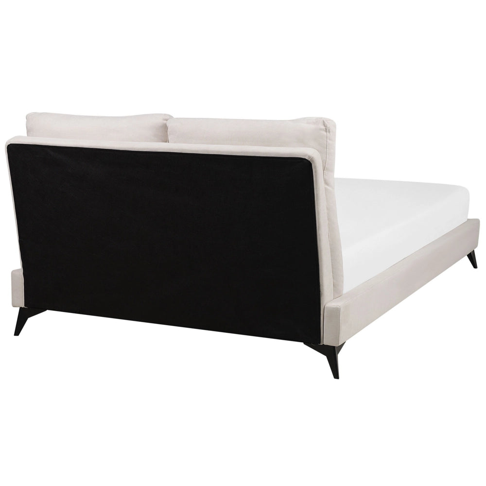 Letto imbottito moderno in ciniglia beige 160 x 200 cm con rete a doghe