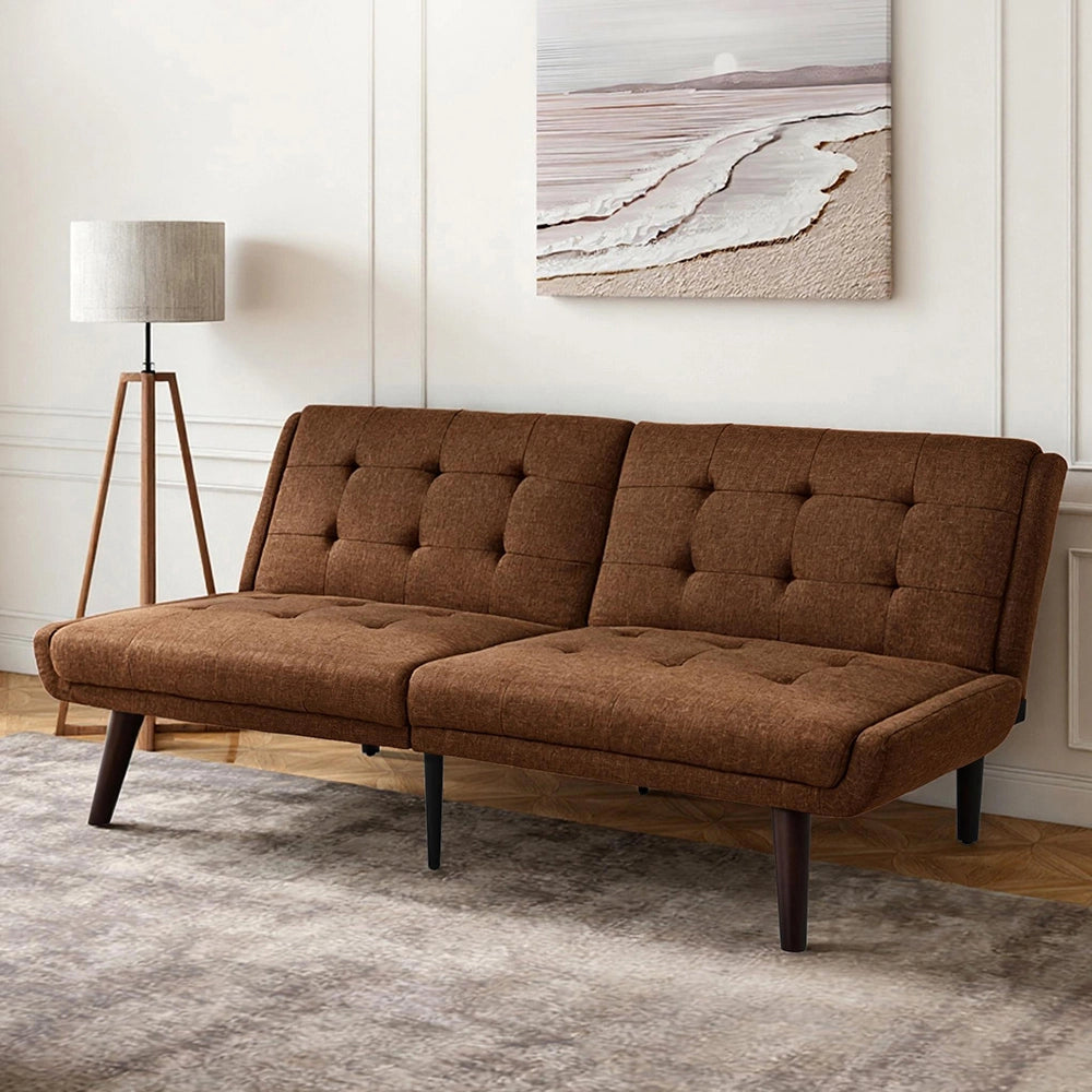 Divano letto futon pieghevole - Xylo - 146 cm - Marrone - Schienale regolabile in 5 posizioni