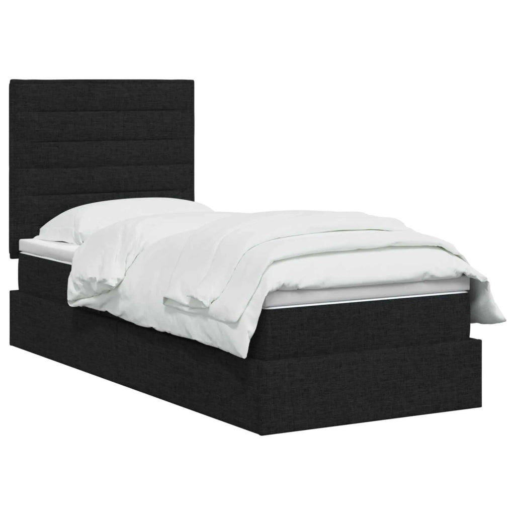 Letto con contenitore e materasso Nero 90 x 190 cm Tessuto 3459410