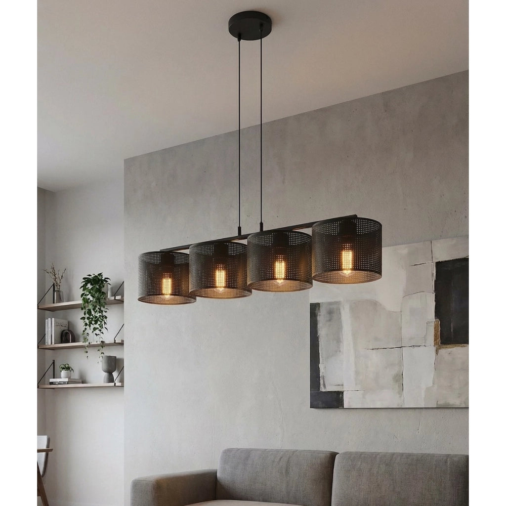 Lampada a sospensione Lux in acciaio nero opaco