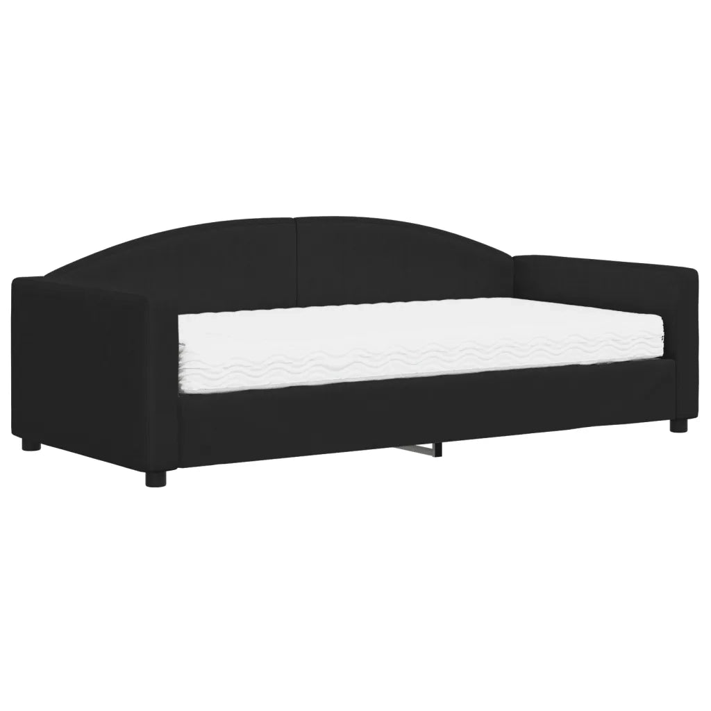 Divano Letto con Materasso-Sofa Letto-Daybed Nero 90x190 cm in Tessuto 237379