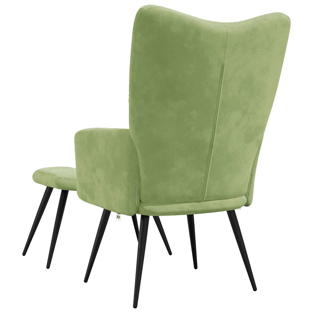 Poltrona Relax | Sedia Relax con Poggiapiedi Verde Chiaro in Velluto