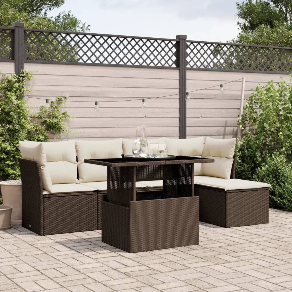 vidaXL Set Divano da Giardino 6 pz con Cuscini Marrone in Polyrattan