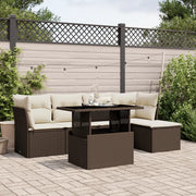 vidaXL Set Divano da Giardino 6 pz con Cuscini Marrone in Polyrattan