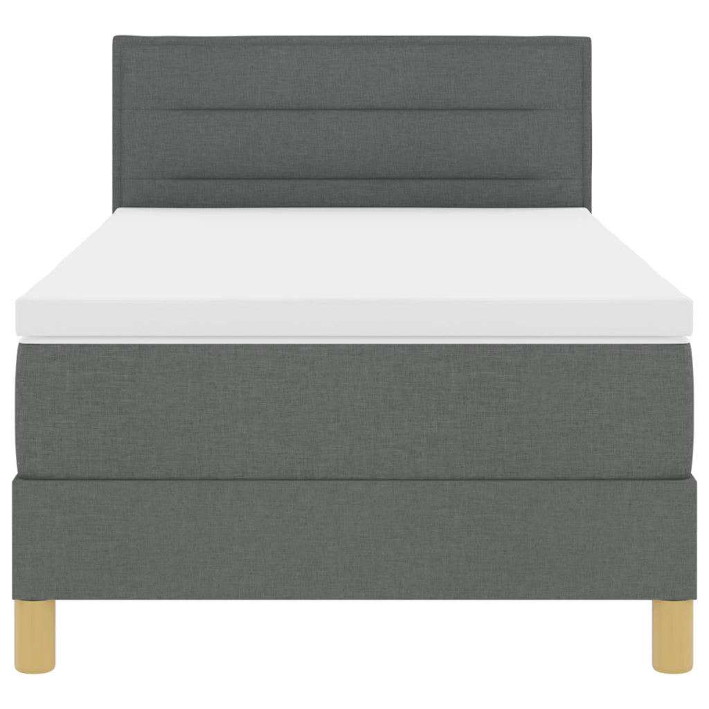 Letto Box Spring con Materasso e LED Grigio Scuro 90x190 cm Tessuto