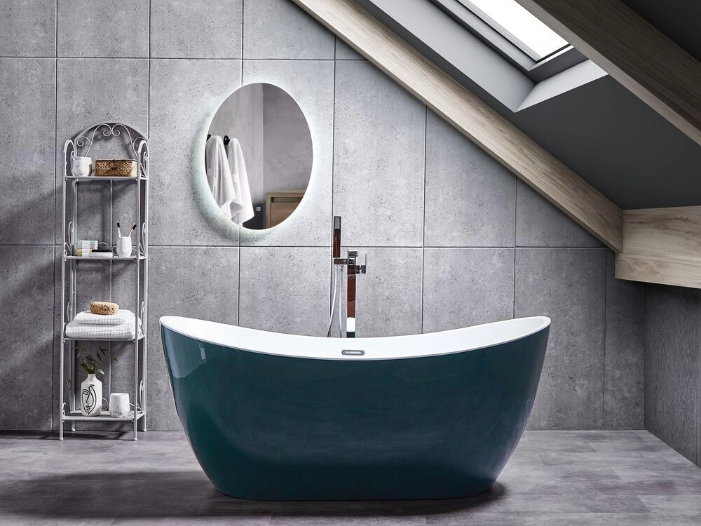 Vasca da bagno acrilico sanitario verde foglia di tè 170 x 77 cm autoportante moderno