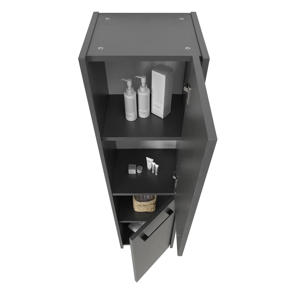 Colonna bagno sospesa 140 cm grigio effetto legno 2 ante soft-close Sofia