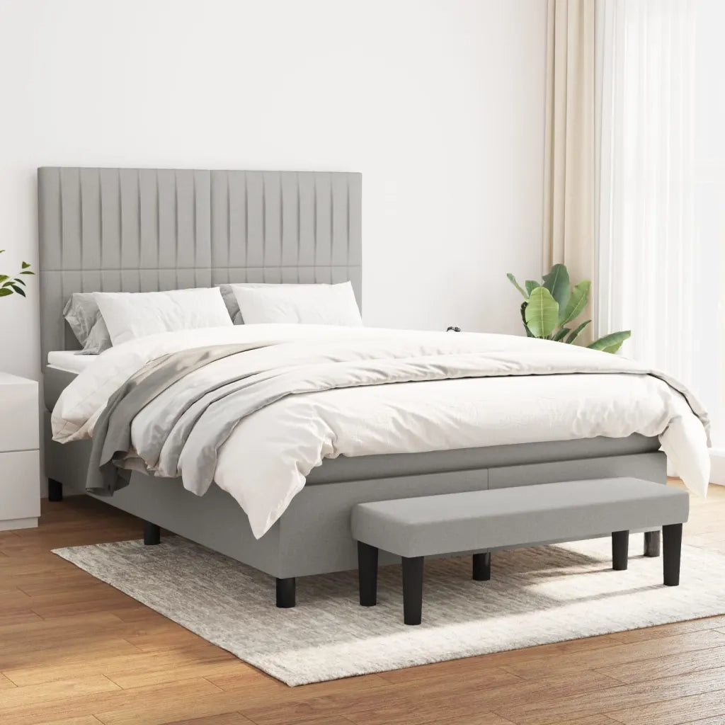 Giroletto a Molle con Materasso Grigio Chiaro 140x190cm Tessuto