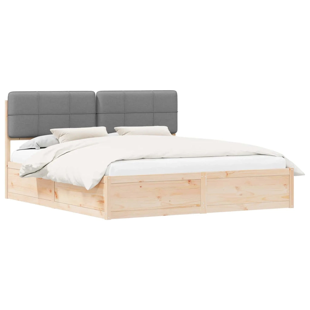 Letto con Testiera Rivestita Grigio chiaro 200 x 200 cm