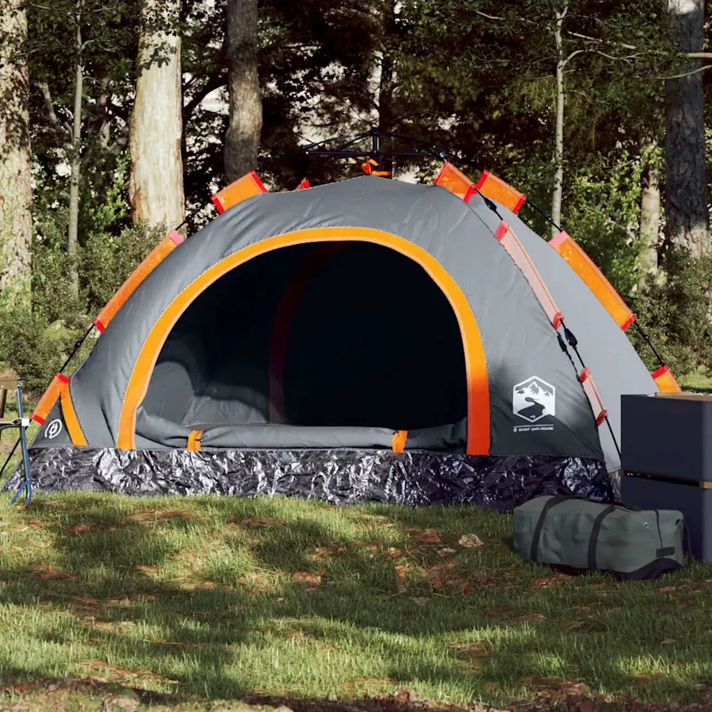 Tenda Campeggio 2 Persone-Tenda per Escursionismo Grigio e Arancione a Rilascio Rapido