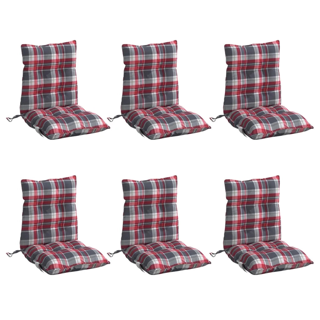 Cuscini Sedia Schienale Basso 6 pz Quadri Rosso Tessuto Oxford 377712