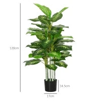Pianta Artificiale Decorativa Alta 120 cm con Vaso Nero per Interni ed Esterni
