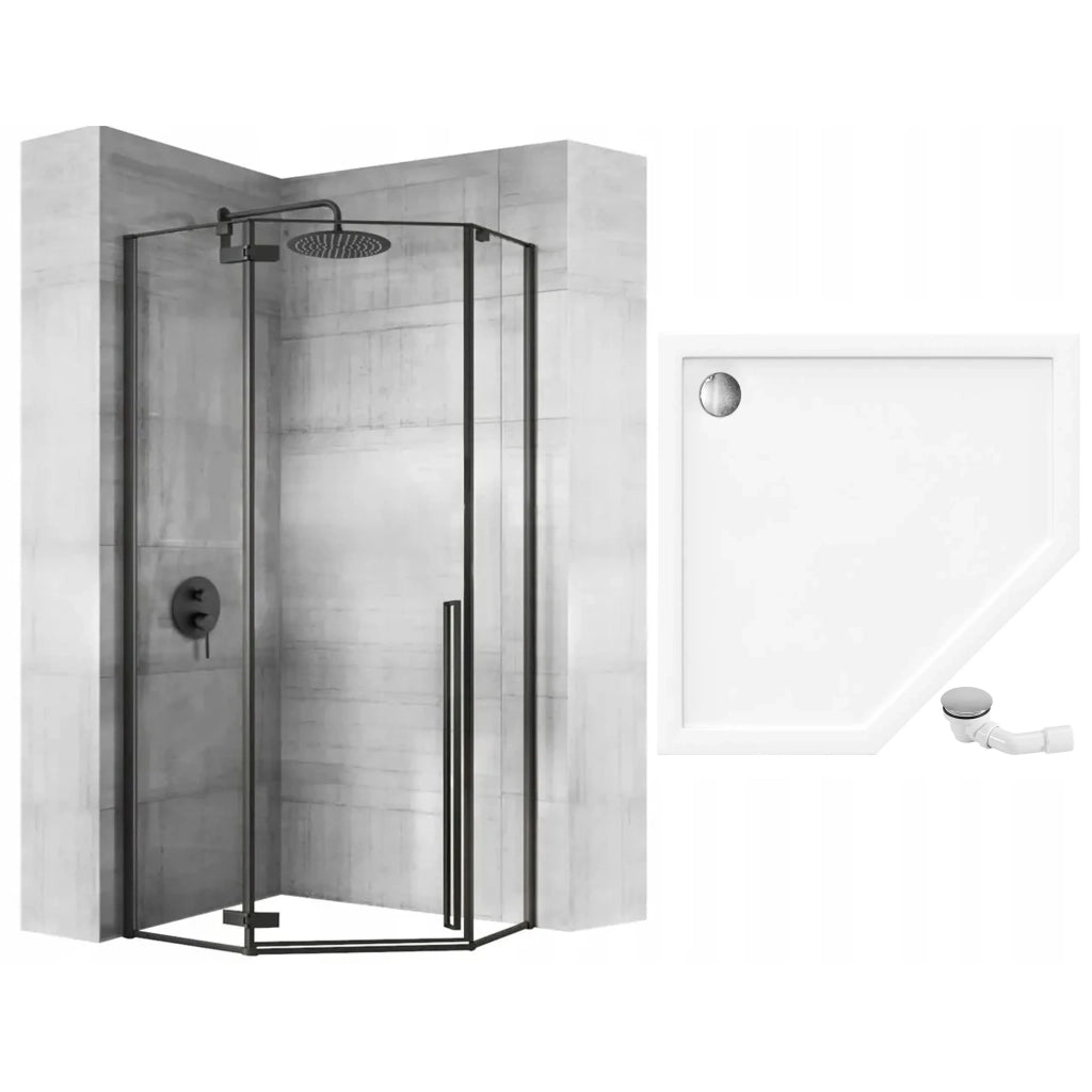 Cabina Doccia Diamond Black Mat 90x90 con piatto doccia Diamond