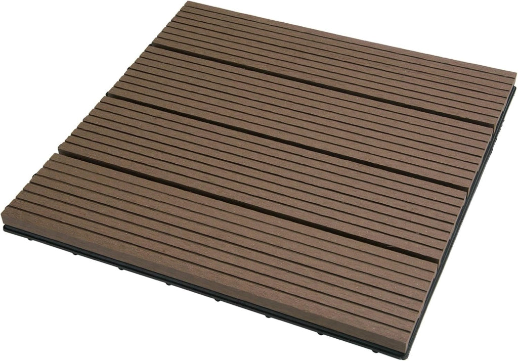 22 pezzi DIY Piastrella da giardino Terrazza Mattonelle Pavimento per casa in WPC Doghe Legno 30x30 cm Caffè-Marrone