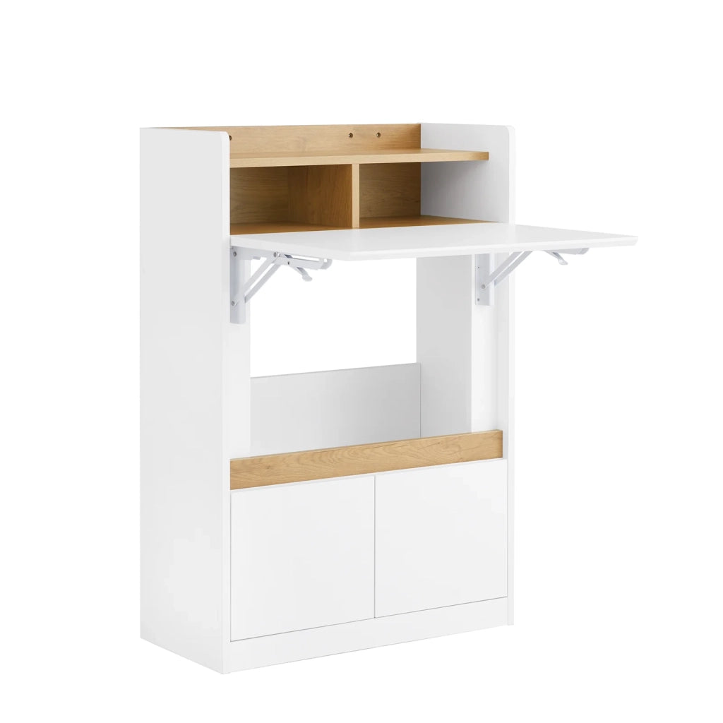 SoBuy Scrivania pieghevole multifunzionale Tavolo da lavoro con Ripiani Bianco-Naturale 63x67x93 cm FWT109-WN