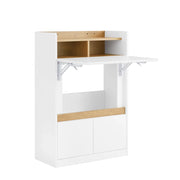 SoBuy Scrivania pieghevole multifunzionale Tavolo da lavoro con Ripiani Bianco-Naturale 63x67x93 cm FWT109-WN