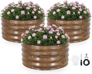 Set di 3 Contenitori per Piante a Cuscino 60 x 60 x 30 cm in Acciaio Zincato per Giardino e Orto
