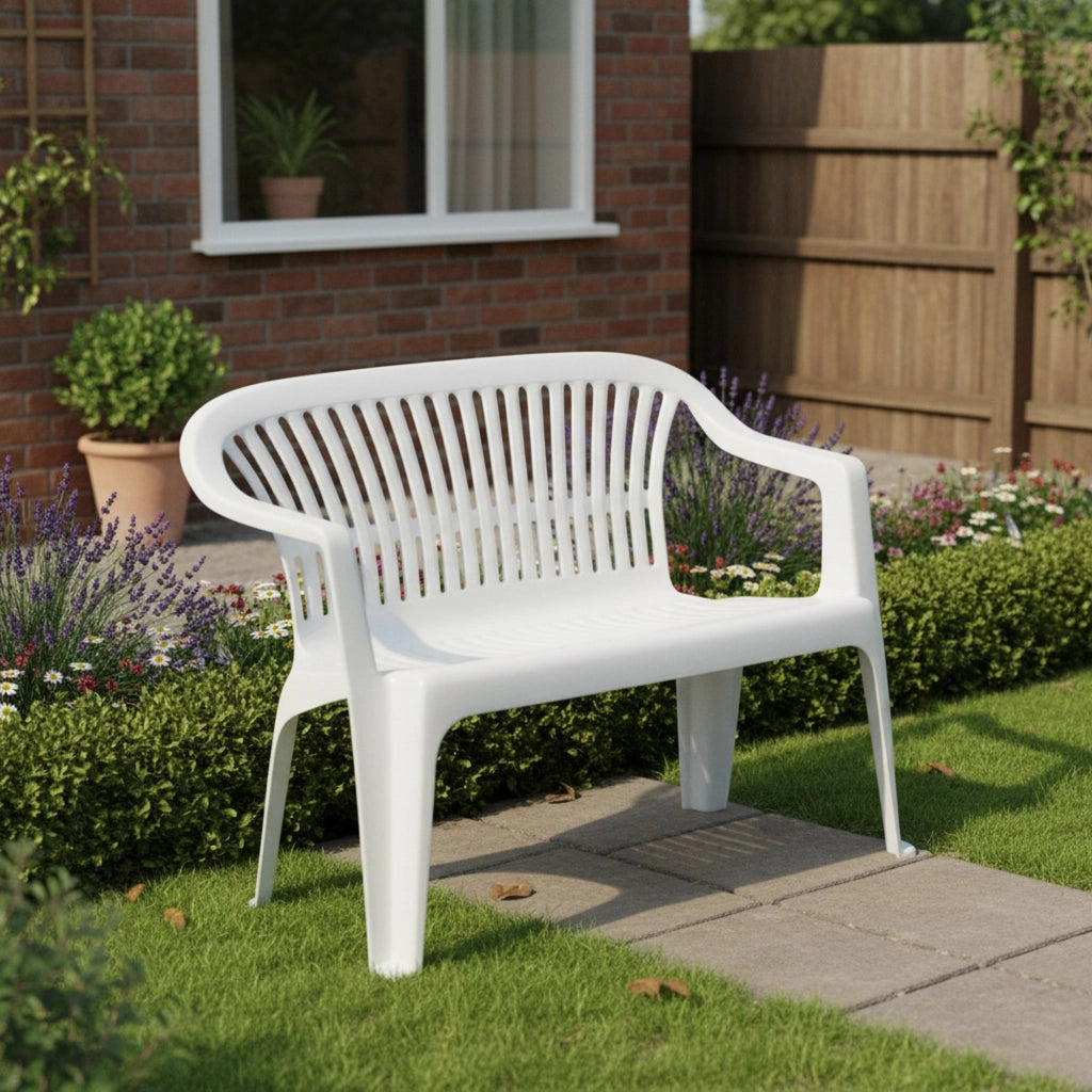 Asmi, Panchina da Esterno 2 Posti Made in Italy, 114x55x82h cm Bianco