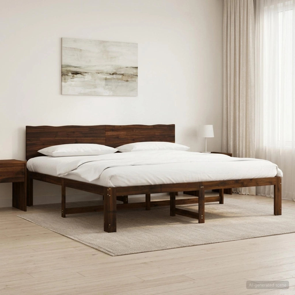Letto matrimoniale con testiera ROSTOCK Marrone Scuro 3405455