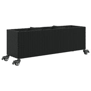 Fioriera rialzata per piante fiori patio giardino con ruote e 3 vasi 107 x 32 x 38 cm rattan nero 02_0038212