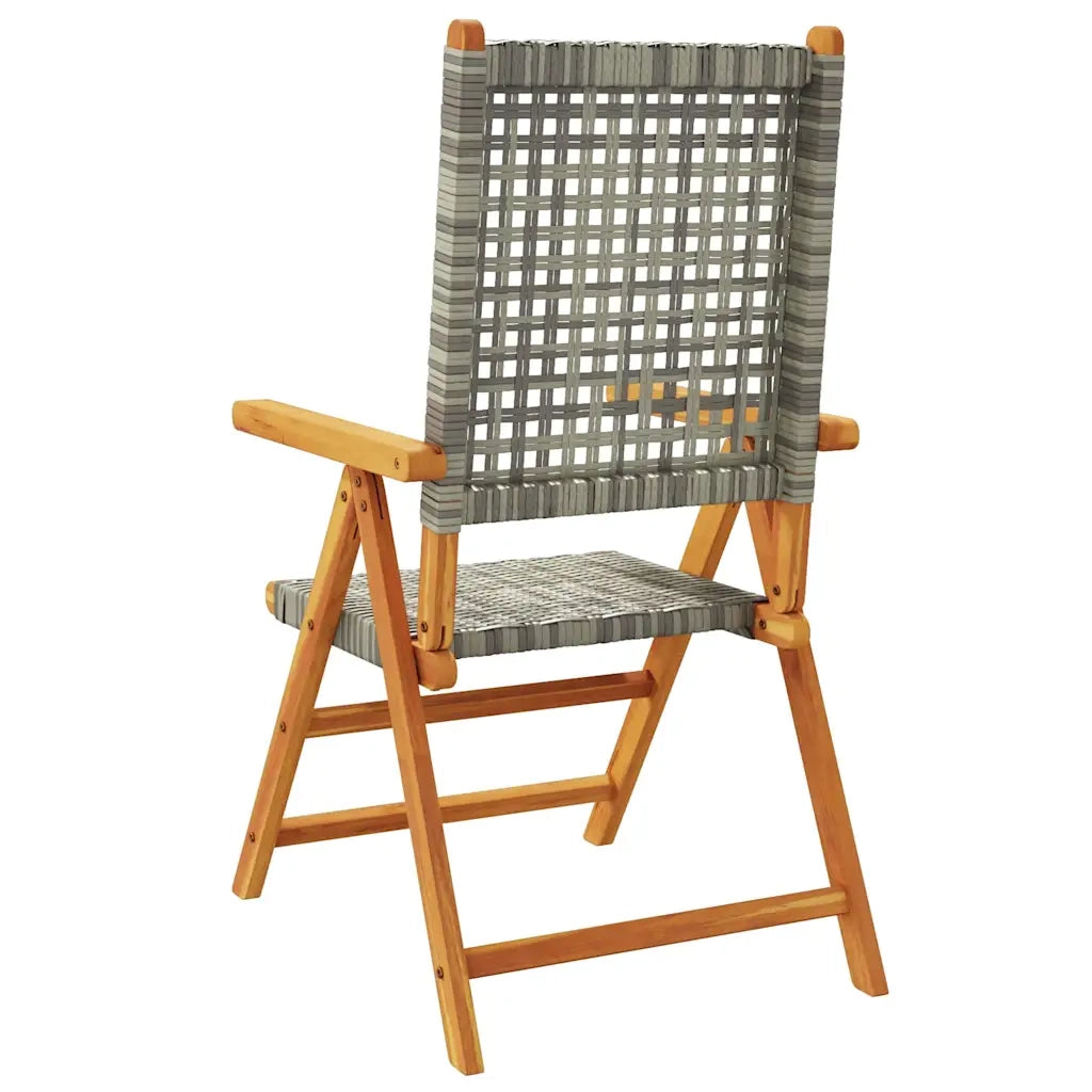 Sedie Giardino Reclinabili 6pz Grigie Polyrattan Legno Massello 3214524