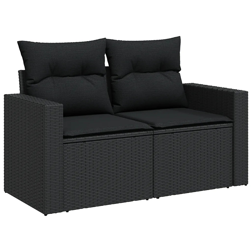 Set Divani da Giardino 9 pz con Cuscini Nero in Polyrattan 3267405
