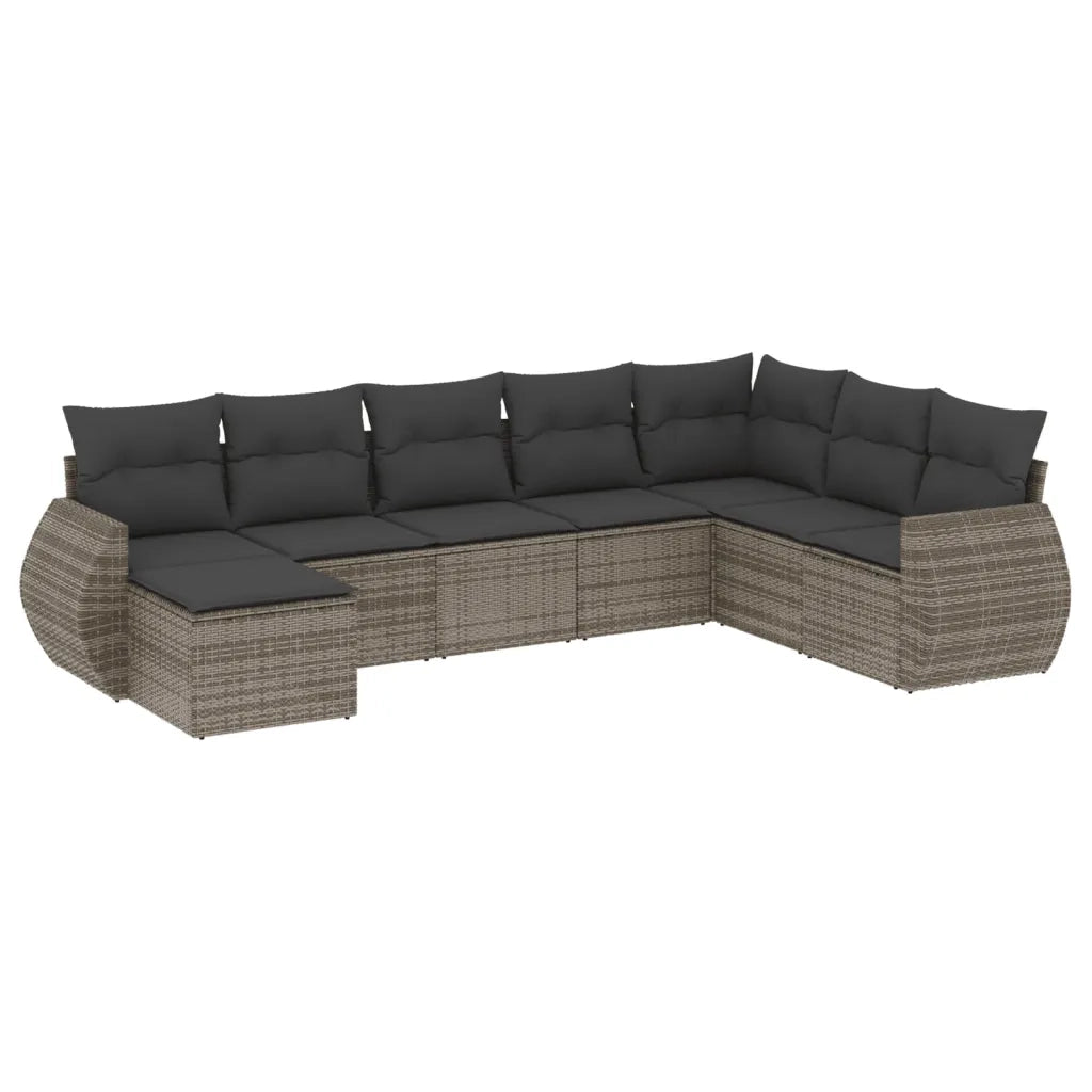 Set Divano da Giardino 8 pz con Cuscini Grigio in Polyrattancod mxl 112796