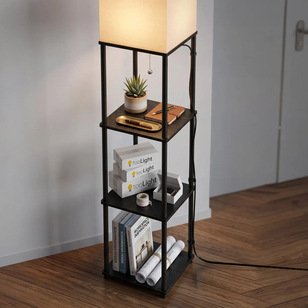 Lampada Da Terra Jnh050-1f White Con Ripiani